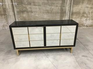 5'x32"x16" Black Mirror Credenza (Requires Repair)