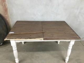 55 1/2"x35 1/2"x31" Wood Dining Table W/Leaf (Requires Minor Repair)