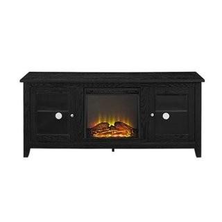 Walker Eddison 58" Wood TV Console (Black) W/FirePlace