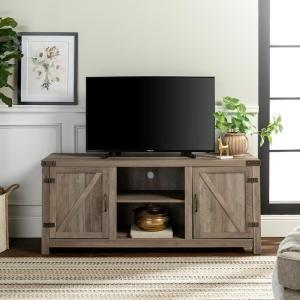 Walker Eddison 58" Barn door TV Stand W/Side Doors (Rustic Oak)