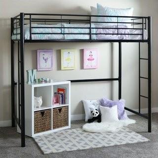 Walker Eddison Metal Twin Loft Bunk Bed (Black)