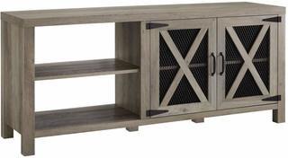 Walker Eddison 58" Mesh Door White Oak Open Shelf Console