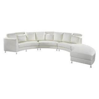 Rossini Circular 4 Piece White Leather Sectional.