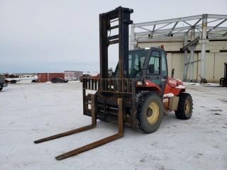 2004 Manitou M50-4 Rough Terrain Diesel Forklift C/w 2-Stage Mast, Class 4 Carriage w/ Hydraulic Side Shift, 80" Lead Back Rest (LBR), Pneumatic Tires, 67" Forks,  Showing 22346 hrs. S/N 194186