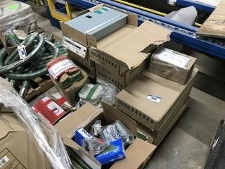 Lot of Asst. Siemens 125A Load Centers, Hardware, Thermostats, Circuit Breakers, etc.