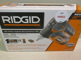 Ridgid 12 Volt Palm Impact Screwdriver Kit.