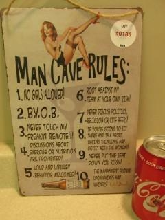 Man Cave Rules Sign.