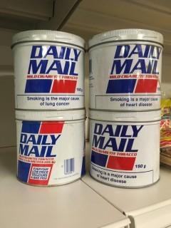 Lot of (4) Daily Mail Tobacco Cans.