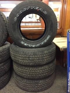 Set of (4) Goodyear Wrangler 265/70 R17 Tires. New Take-Offs 100% Tread. 