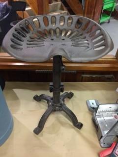 Red Mountain Valley Cast Iron Tractor Seat Barstool, 25" High.