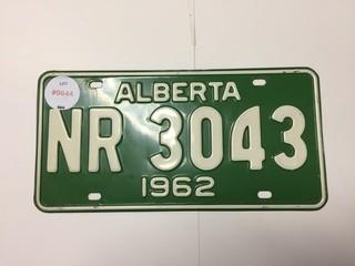 1962 Alberta License Plate.