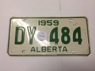 1959 Alberta License Plate.