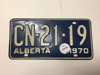 1970 Alberta License Plate.