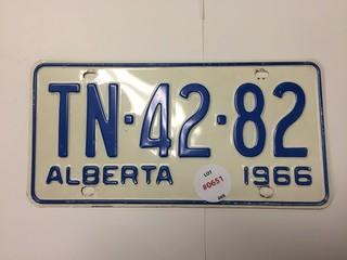 1966 Alberta License Plate.