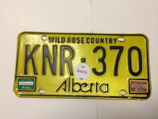 Alberta License Plate.