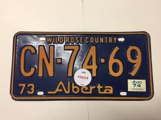 1973 Alberta License Plate.