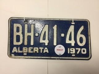 1970 Alberta License Plate.