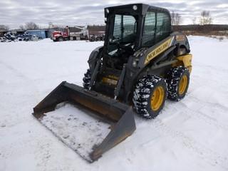 2012 New Holland L220 Skid Steer c/w N844LTA Diesel, 67 HP, Cab, A/C, Joystick, Aux Hyd, Block Heater, Showing 1,050 Hours, 72" Bucket, 12x16.5 Tires , SN JAF0L220PCM455103 *NOTE: Missing Door On Cab* *Cannot Be Removed Until Noon March 19th Unless Mutually Agreed Upon Date*