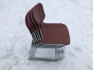 (6) Office Chairs Plastic Back & Bottom, Metal Legs.