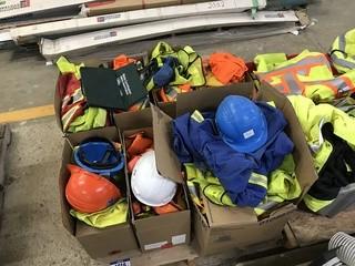 Lot of Asst. Safety Vests, Hard Hats, Coveralls, etc.