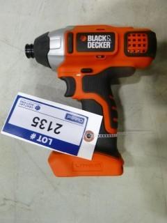 Hex Black and Decker Cordless Impact Driver, 20V, Model BD1202 (W-2-4-1)