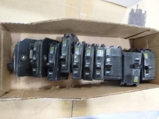 Square D, 1 Pole, 15 Amp Breaker (4), 1 Pole, 20 Amp Breaker (1), 1 Pole, 30 Amp Breaker (1), 1 Pole, 40 Amp Breaker (4) (W-2-3-3)