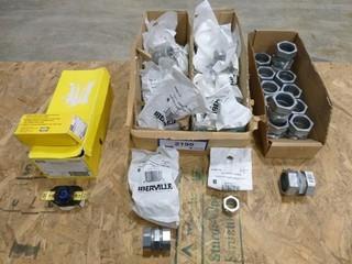 Quantity of 3/4" Conduit Nipples,  1" EMT Compression Couplings, 20 Amp, 250V, Twist Lock Receptacles (W-3-1-2)