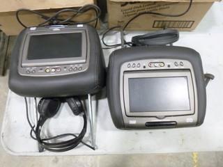 (2) DVD/CD/MP3 Player Headrests, 7" Screen, C/w Headphones (W-4-1-1)