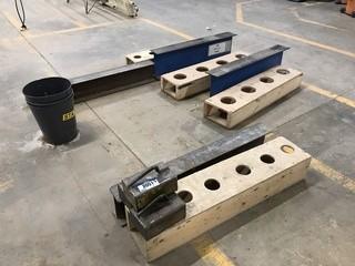 Lot of Asst. I-Beams, Wooden Boxing and Weights.