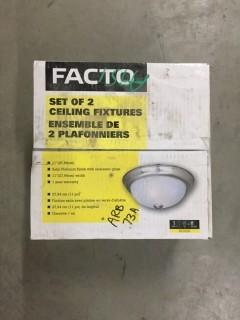 Facto Set of (2) Ceiling Light Fixtures.