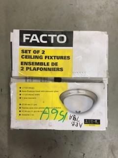 Facto Set of (2) Ceiling Light Fixtures.