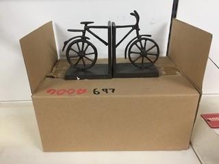 Set of Cast Iron Bicycle Book Ends.