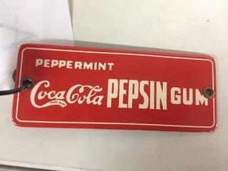 Coca-Cola Pepsin Gum 6" x 2-1/4" Porcelain Sign.