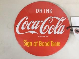 6" Coca-Cola Porcelain Sign.