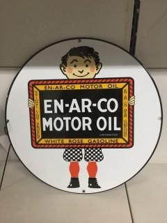 16" En-Ar-Co Motor Oil Porcelain Sign.