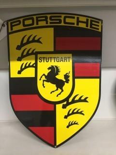 24" x 17" Porsche Stuttgart Porcelain Sign.