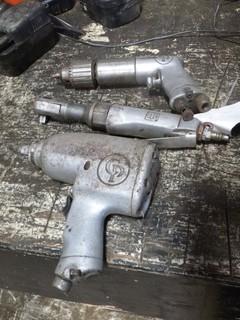 (1) Chicago Pneumatic 1/2" Drive Air Impact Wrench, (1) Ingersoll Rand 3/8" Air Ratchet, (1) Chicago Pneumatic 1/2" Air Drill