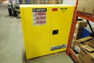 Flammable Storage Cabinet w/ Contents Including Asst. Spray Paint. 