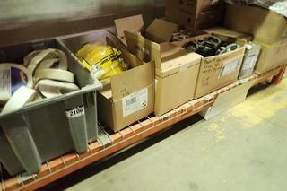 Lot of Ridgid Thread Cutting Oil, Drywall Joint Tape, Floor Sanding Discs, Hard Hats, etc.