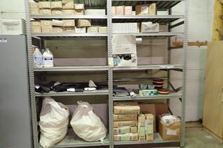 Contents of 12 Shelves Grinding Discs, Floor Trowels, Brooms, Nylon Straps, Cloth Wipes, etc.