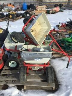 (3) Shindaiwa RS76 Fertilizer Spreaders. Damaged.