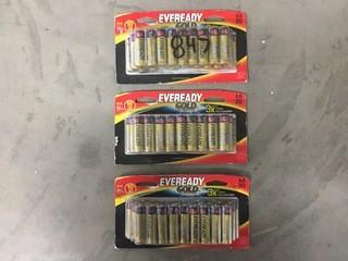 Lot of (3) 30 Pack AA Batteries.