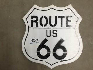 Wooden Route 66 Sign, 22"(W) x 23-1/2"(H).