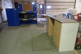 Lot of Shipping Desk, 2-door Storage Cabinet, and Wrapping Station.