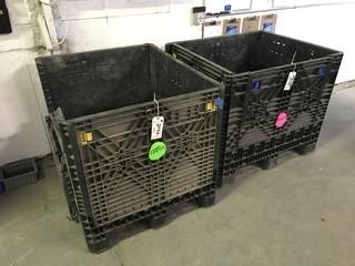 Lot of 2 Collapsible Stackable Plastic Crates.