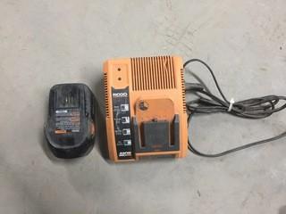 Ridgid Charger with (1) 18v Battery.