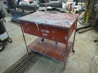 Parts Wash Tank On Wheels, No Pump, 24" D x 36" W x 12" Deep