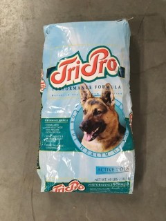 Lot of (24) Bags of TriPro Dog Food, 40lb Bags.
Expired August 2019.