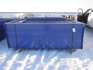 New -  10'x6' Blue Construction Fence, 40 Panels, 400 Linear Feet with Feet and Tops. 3mm Dia Wire, Electro Galvanized Wire + Powder Coated
