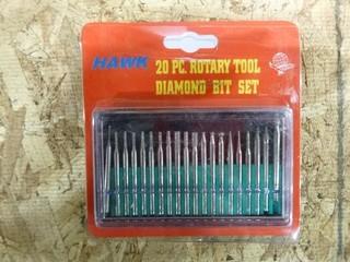 20PC Rotary Diamond Bit Set in Case (W-3-3-2)